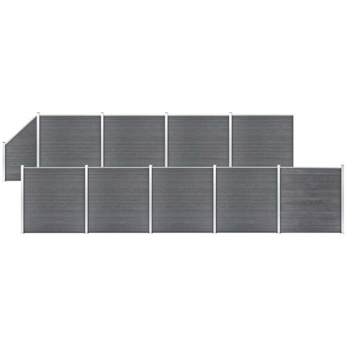 vidaXL WPC ograjni paneli 9 kvadratnih + 1 poševni 1657x186 cm sivi Cene