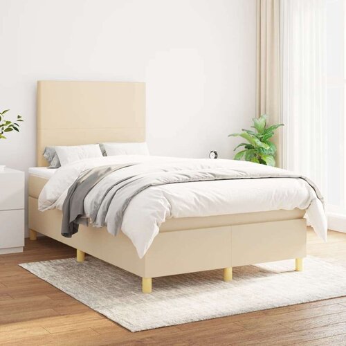  Box spring postelja z vzmetnico krem 120x200 cm blago, (20893979) Slike