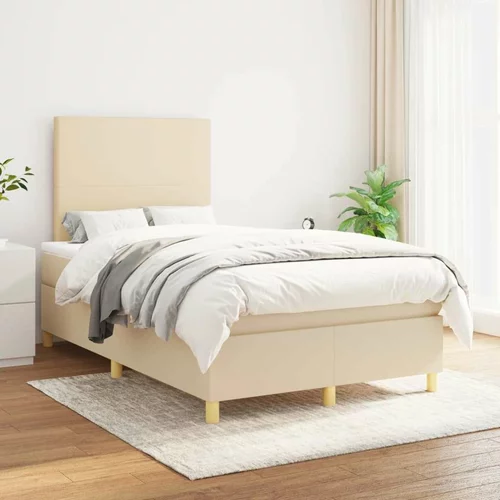  Box spring postelja z vzmetnico krem 120x200 cm blago, (20893979)