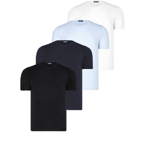 Dewberry QUAD SET T8569 BIKE COLLAR MENS T-SHIRT-BLACK-WHITE-NAVY BLUE-BLUE Slike