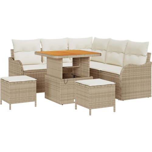  komada Vrtni sofa set s jastucima Bež Poli ratan Akacija Slike