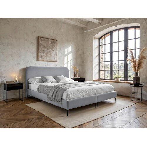 MID.YOU postelja boxspring x , tekstil, leseni material svetlo siva Cene