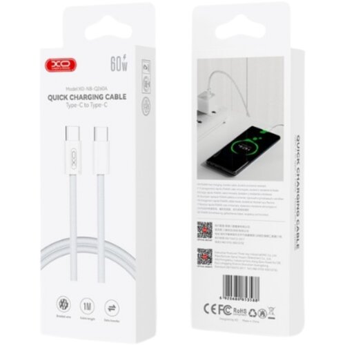  USB kabal XO NB-Q260A USB-C to USB-C 60W pleteni White Cijene