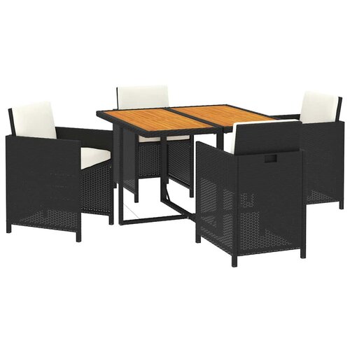  5-dijelni vrtni blagovaonski set s jastucima od poliratana crni Crna 109 cm table length Slike