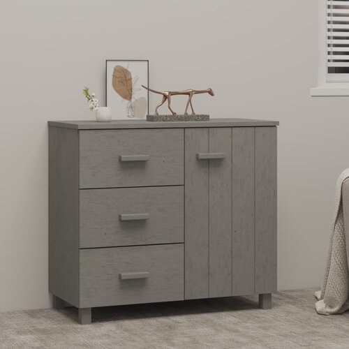 The Living Store Komoda HAMAR svetlo siva 90x40x80 cm trdna borovina - Komoda, (21663357) Slike
