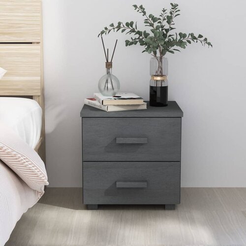 VidaXL Nočna omarica temno siva 40x35x44,5 cm trdna borovina Slike
