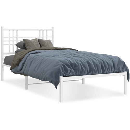 The Living Store Kovinski posteljni okvir z vzglavjem bel 107x203 cm - Posteljni Okvir, (21498280) Slike
