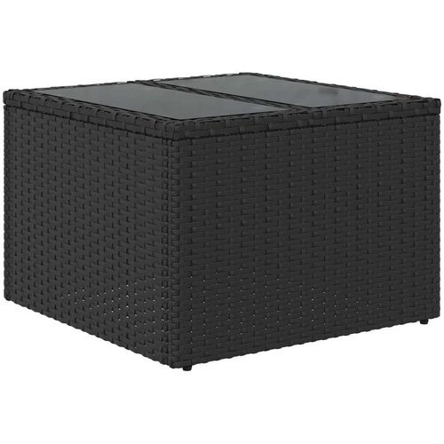 VidaXL vrtni stol sa staklenom pločom crni 55x55x37 cm od poliratana Slike