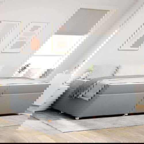  Okvir kreveta s madracem Svjetlosiva 200 x 200 cm tkanina Slike