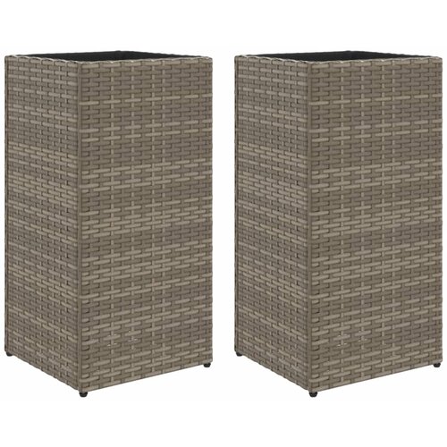 VidaXL vrtna korita 2 kosa siva 30x30x60 cm poli ratan, (21317150) Slike