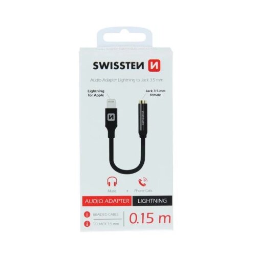 Swissten audio adapter Lightning/3,5mm 0,15m crna ( 80180 ) Cene