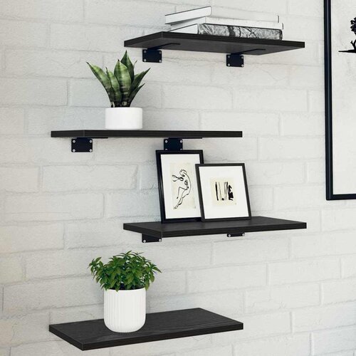 Police za knjige 4 pcs Crna 40 x 20 x 1,5 cm Konstruirano drvo Cijene