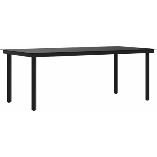  Vrtni blagovaonski stol crni 200 x 100 x 74 cm čelik i staklo Slike