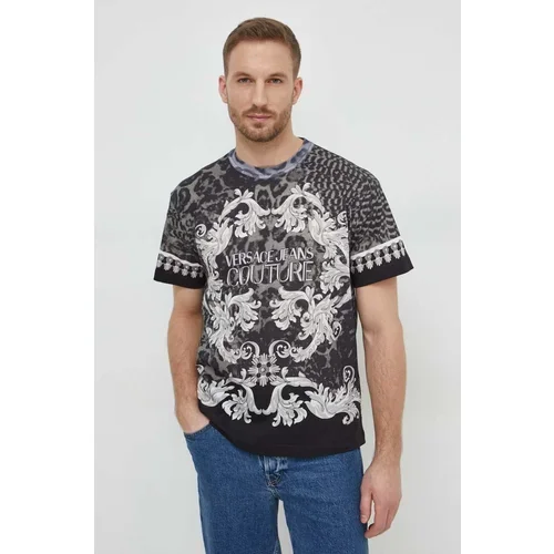 Versace Jeans Couture Pamučna majica za muškarce, boja: siva, s uzorkom