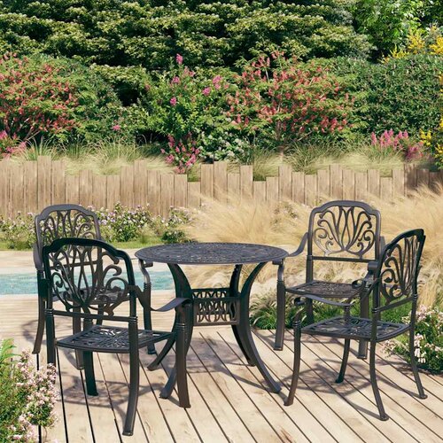  5-dijelni bistro set od lijevanog aluminija crni Cijene