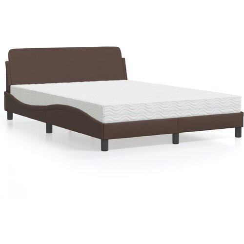 VidaXL Postelja z vzmetnico rjava 120x200 cm umetno usnje Slike