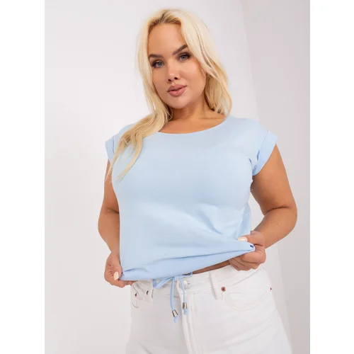 Fashion Hunters Light blue plus size blouse with cut-out