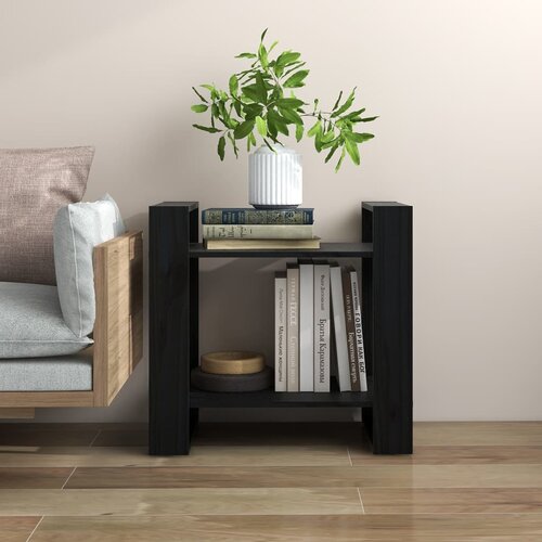 The Living Store Knjižna omara/pregrada črna 60x35x57 cm trdna borovina - Knjižna Omara, (21437252) Cene