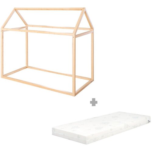 Roba Od bambusa dječji krevet u obliku kućice s madracem/bez podnice 70x140 cm u prirodnoj boji House Bed – Cijene