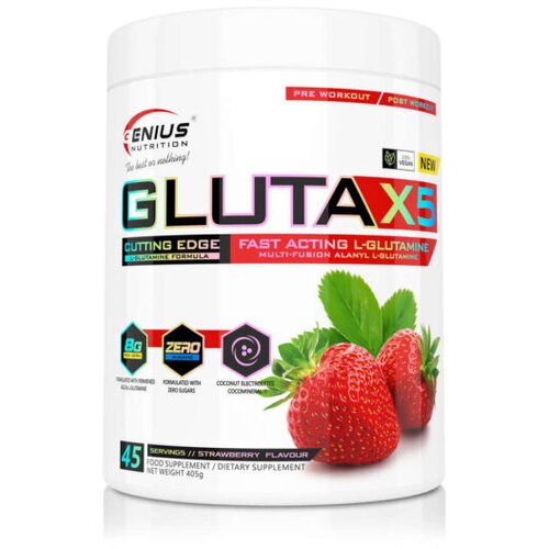 Genius Nutrition Aminokiselina Gluta-X5, Jagoda, 405 g Slike