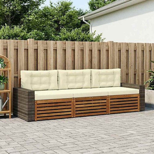  Set vanjskih sofa s jastukom 3 pcs Prirodna i krem Poliester Cene