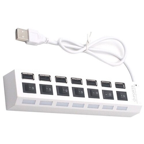 INF USB 2.0 7-Port Hub z Individualnimi Stikali - Bela, Hiter Prenos Podatkov, (5000129831) Cene