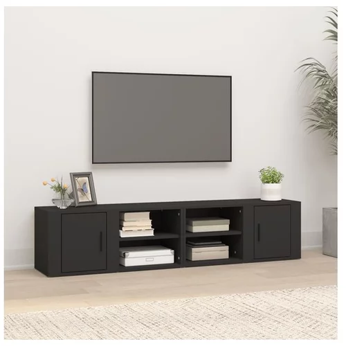  TV omarica 2 kosa črna 80x31,5x36 inženirski les
