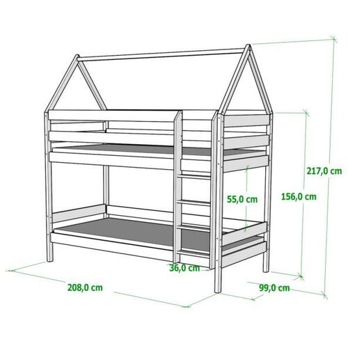 Molarem Home Drveni dječji krevet na kat Domek - bijeli - 160x80 cm - S ladicom Slike