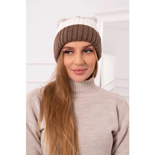  Cap with fleece Bojana K265 dark beige+white+light beige Slike