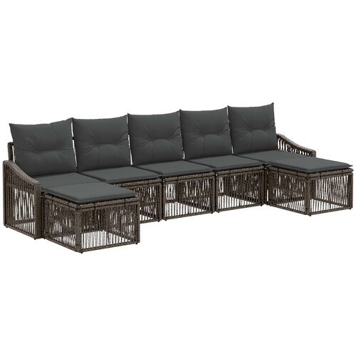 vidaXL Vrtna sedežna garnitura 7 pcs Siva poli ratan, (5000270501) Cene