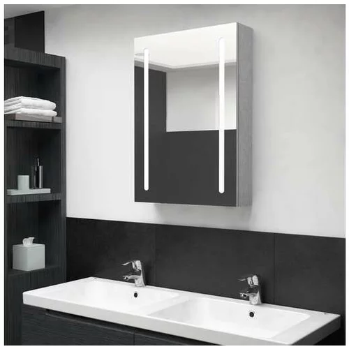  LED kopalniška omarica z ogledalom betonsko siva 50x13x70 cm