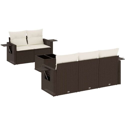 vidaXL 6-dijelni set vrtnih sofa od poliratana s jastucima smeđi Cijene