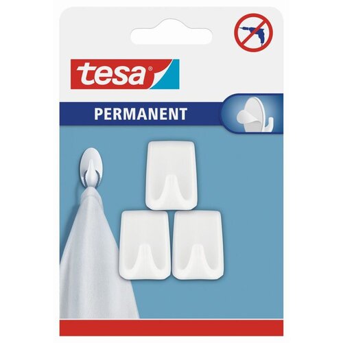 Tesa Samolepilna kljukica Permanent (kvadratna, 3 kos, bela) Cene