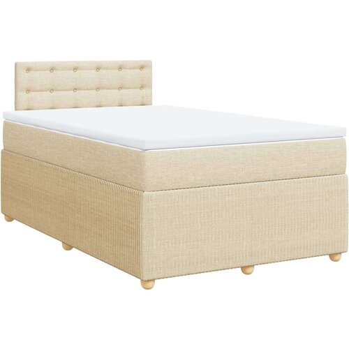 vidaXL Box spring postelja z vzmetnico krem 120x190 cm blago, (21310314) Cene