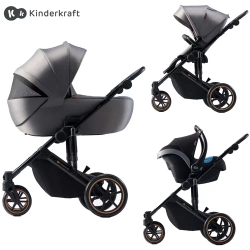 Kinderkraft select otroški voziček 3v1 prime™ 2 shadow grey + mink™ pro grey