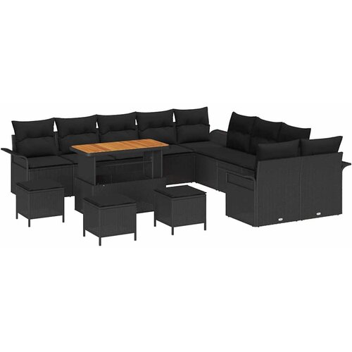 vidaXL Vrtna sedežna garnitura z blazino s shranjevanjem 14 pcs Črna, (5000155365) Cene