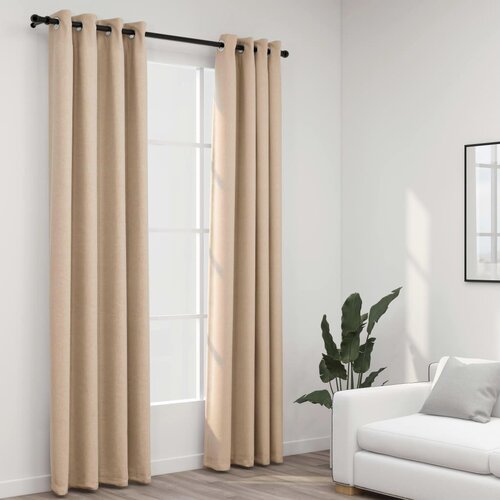 VidaXL Zatemnitvene zavese z obročki 2 kosa bež 140x245 cm Slike