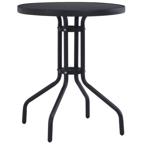 vidaXL Vrtna miza črna 80 cm jeklo in steklo Cene