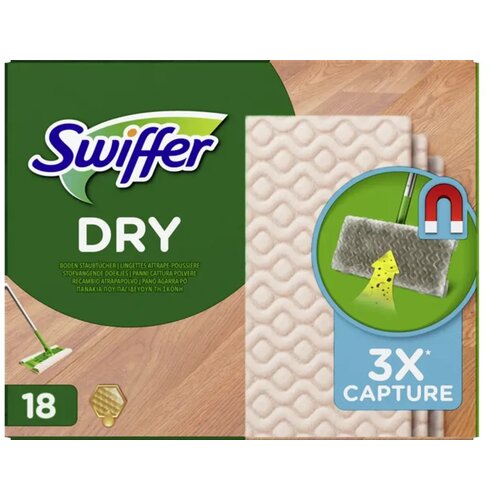Swiffer Dry krpe za suho brisanje lesenih in parketnih tal - 18 kos. Slike