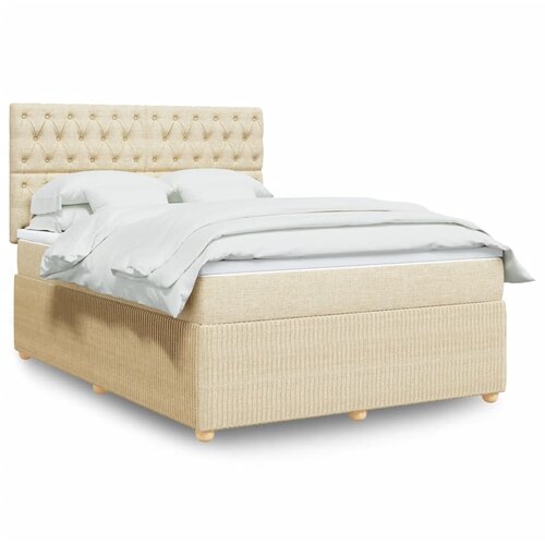 vidaXL Krevet s oprugama i madracem krem 140 x 190 cm od tkanine Cijene