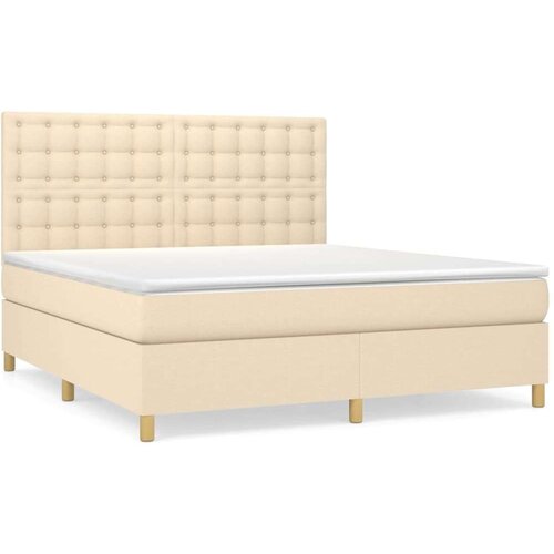  Krevet s oprugama i madracem krem 180x200 cm od tkanine Slike