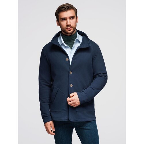 Ombre Washed men's sweatshirt with decorative stitching at the neckline - navy blue Cijene