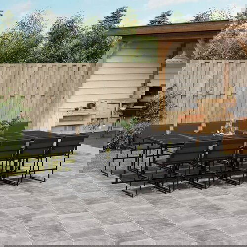 vidaXL 11dijelni vrtni blagovaonski set s jastucima crni od tekstilena Cene