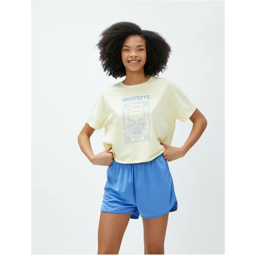 Koton Crop Yoga T-Shirt Printed Modal Blend