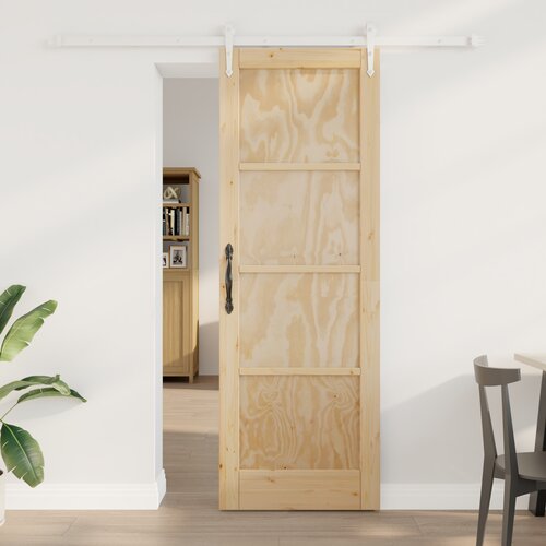 VidaXL Drsna vrata s kompletom opreme 73.5x211 cm Trden bor, Notranja vrata &amp;#039;ORKDAL&amp;#039;73.5x211x4 cm Trden bor Slike