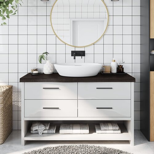 VidaXL Kupaonska radna ploča tamnosmeđa 100x40x(2-6) cm tretirano drvo Slike