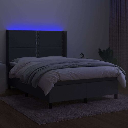  Box spring s madracem LED tamnosivi 140x200 cm tkanina Slike