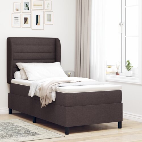  Krevet s Box Springom i madracem tamnosmeđe boje 100x200 cm tkanina Cijene