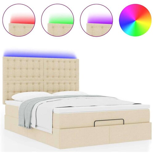 VidaXL otomanski okvir kreveta s madraca krem 140x200cm od tkanine Slike