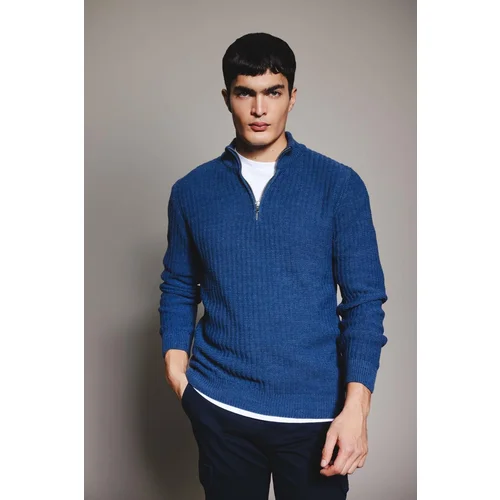 Defacto Standard Fit Half Zipper Waffle Sweater